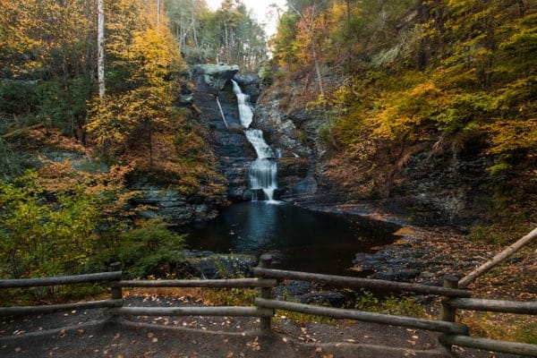 Visiting Raymondskill Falls in the Delaware Water Gap of Pennsylvania.