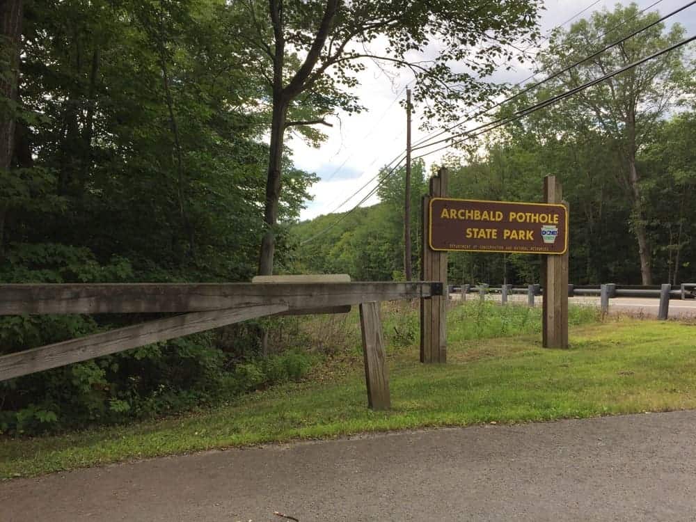 Entrance for Archbald Pothole State Park.