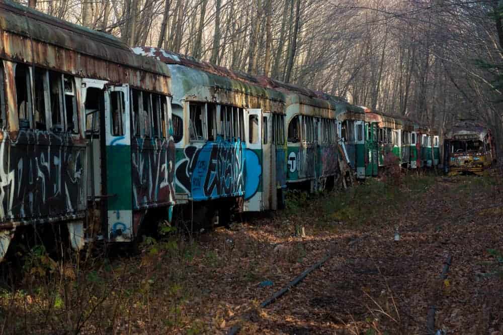 Visiting the Abandoned Trolley Graveyard in Pennsylvania