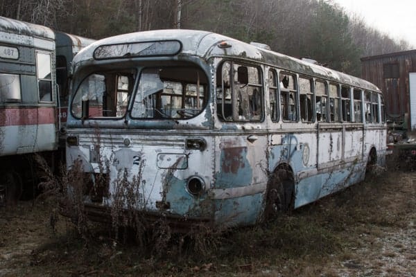 Trolley Bus at the Vintage Electric Streetcar Company in Windber, Pennsylvania