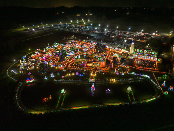 Drone photo of Koziar's Christmas Village in PA