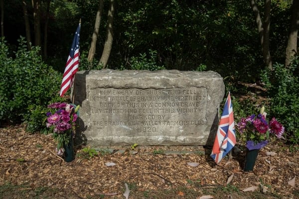 Grave marker at Battle of Brandywine.