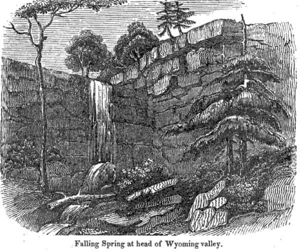 Falling Springs Falls as seen in an illustration from the 1943 book "A Geography of Pennsylvania" by Charles Trego.
