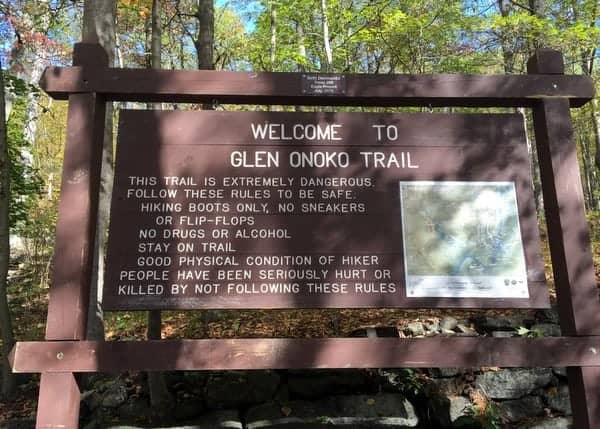 Warning sign at Glen Onoko in State Game Lands 181