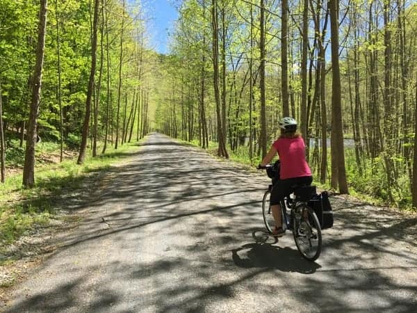 Biking the Pine Creek Rail Trail near Wellsboro, Pennsylvania