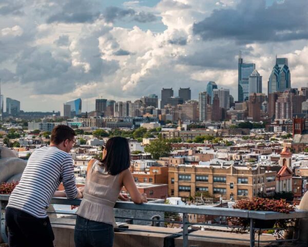 Skyline shot of Philly from Bok Bar, the beer garden in Philadelphia with the best view