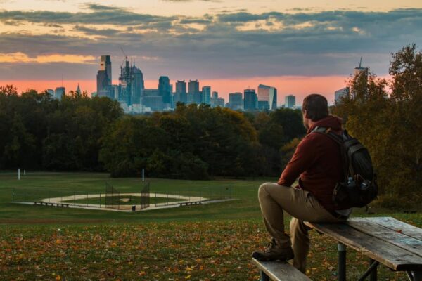 Sunrise over Philly from Belmont Plateau.