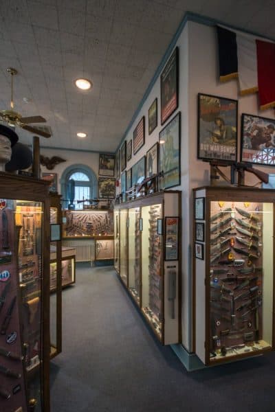 Display cases at the American Military Edged Weaponry Museum in Intercourse, PA
