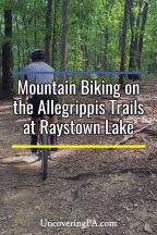 Mountain biking on the Allegrippis Trails at Raystown Lake in Pennsylvania