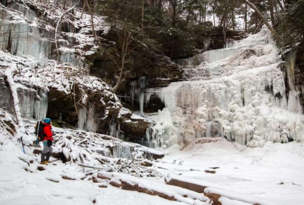 Hiking to Frozen Waterfalls at Ricketts Glen State Park in Pennsylvania