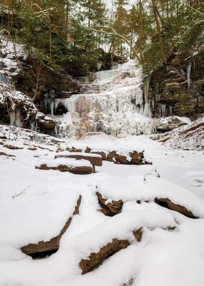 Winter Waterfall Ice Hiking at Ricketts Glen State Park