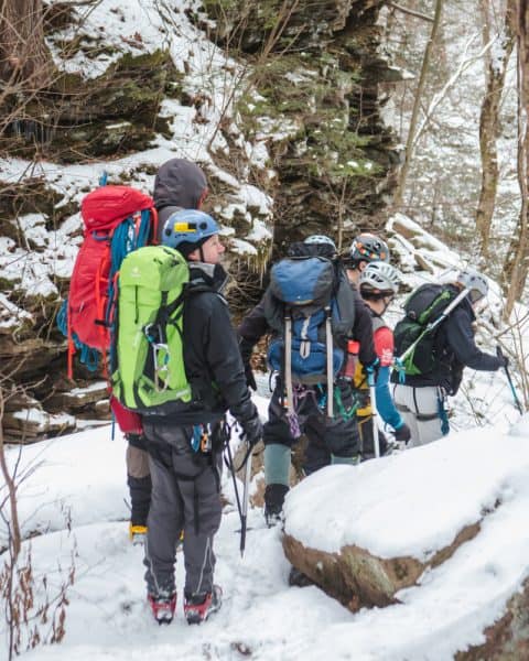 Winter hiking at Ricketts Glen State Park in Pennsylvania