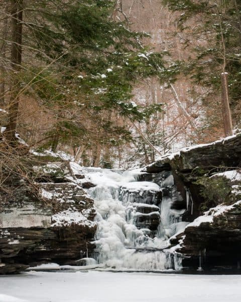 Frpzen waterfalls at Ricketts Glen State Park