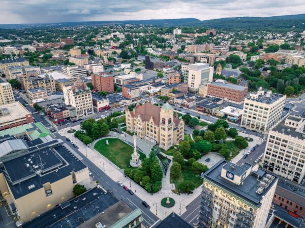 Drone over Courthouse Square in Scranton PA