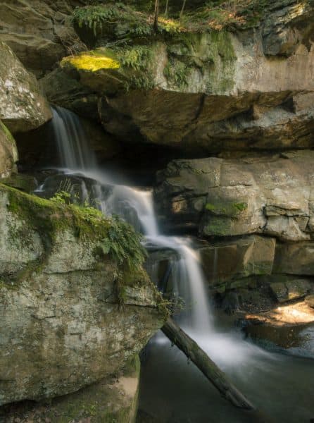 The base of Breakneck Falls in Pennsylvania's McConnells Mill State Park