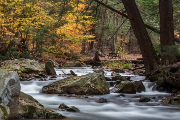 Hiking at Linn Run State Park near Ligonier, Pennsylvania