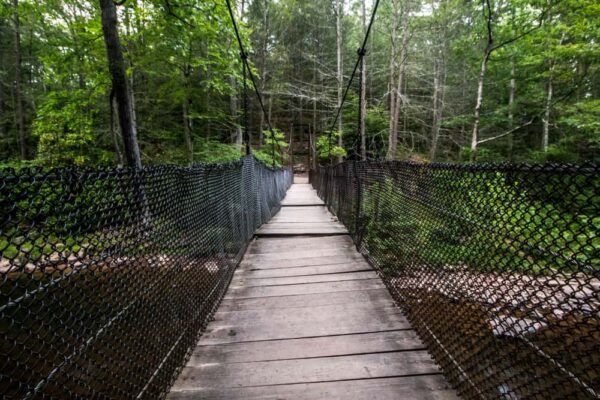 Suspension Bridge while hiking at Trough Creek State Park