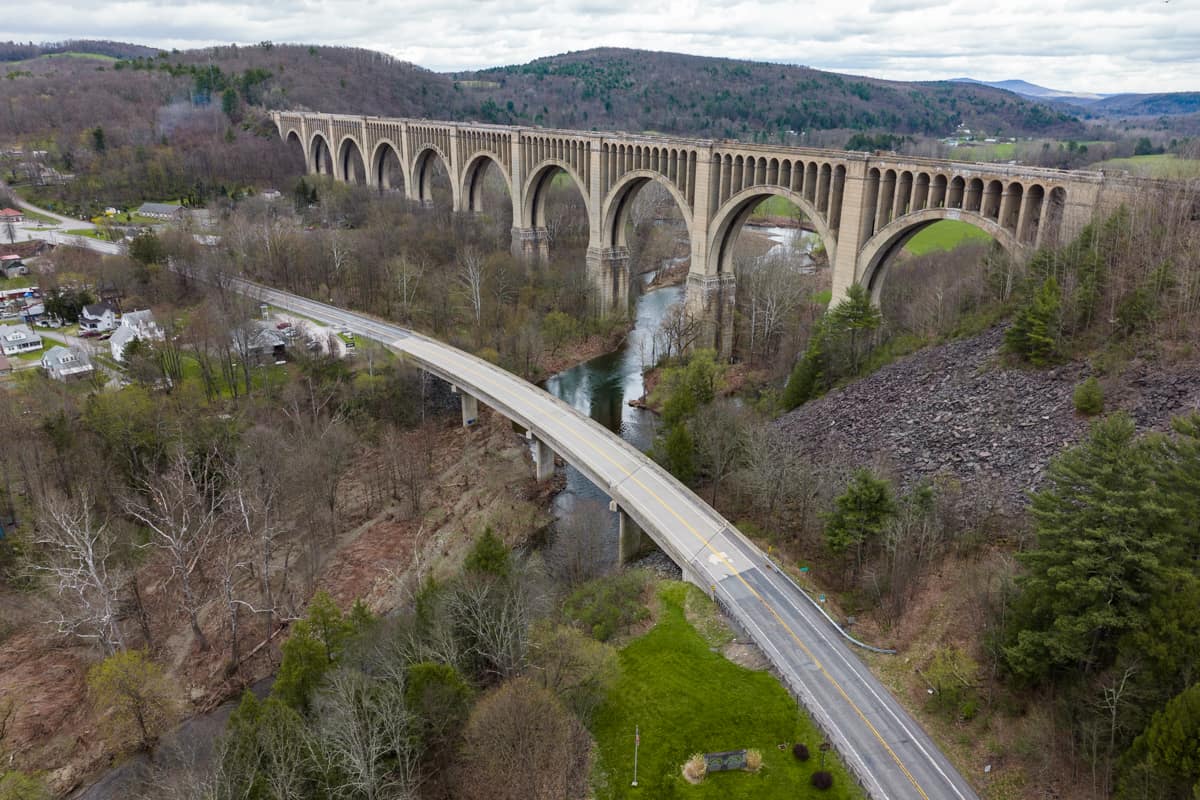 Tunkhannock Viaduct in Nicholson, PA crossing the valley