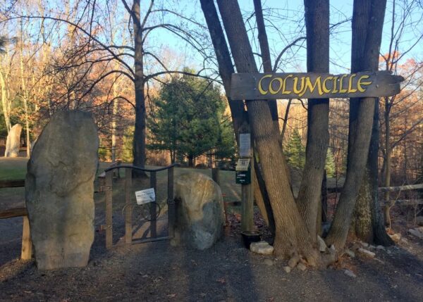 The entrance to Columcille Megalith Park in the Poconos