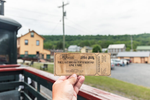 A ticket for a ride on the East Broad Top Railroad in Huntingdon County Pennsylvania