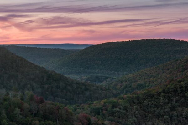 Sunset from Canyon Vista in Worlds End State Park.