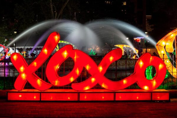 Love Philly sign at the Chinese Lantern Festival in Philadelphia, PA