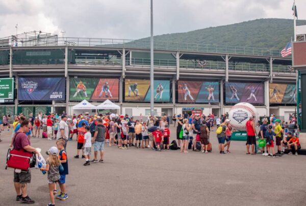 Fans outside of Lamade Stadium during the first day of the 2018 Little League World Series.