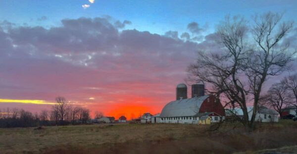 Sunset over a barn in the Laurel Highlands of PA