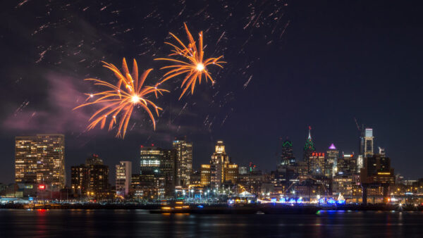 Philadelphia's New Year's Eve Fireworks from the Camden Waterfront