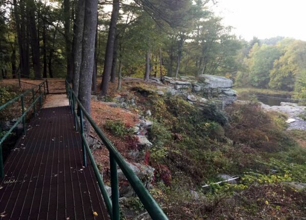 Viewing area for Resica Falls in the Poconos