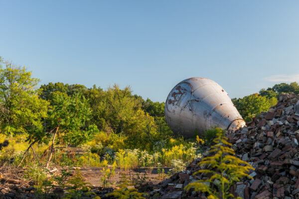 The Westinghouse Atom Smasher laying on the ground near Pittsburgh PA