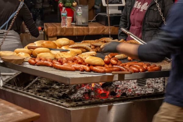 German Bratwurst at the Christmas Village in Philadelphia