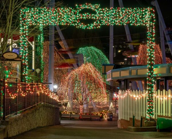 Lights during Christmas at Hersheypark in Hershey, PA