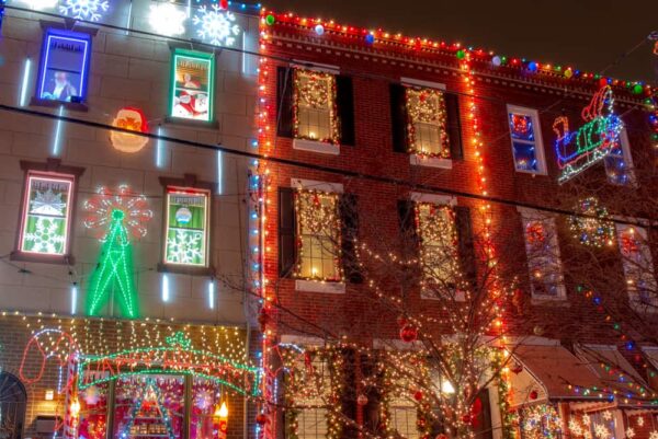 Decorated homes along South 13th Street in Philly