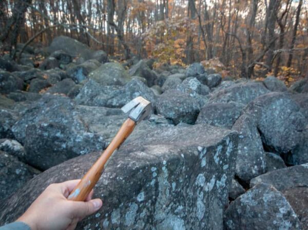 Hitting the ringing rocks at Stony Garden in Pennsylvania