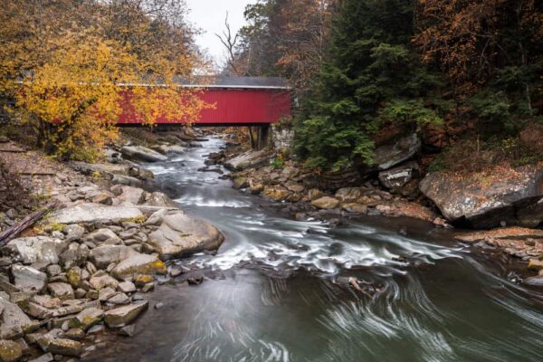 McConnell's Mill Covered Bridge during Fall in PA