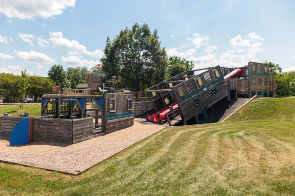 Play structure in Canal Basin Park in Hollidaysburg PA