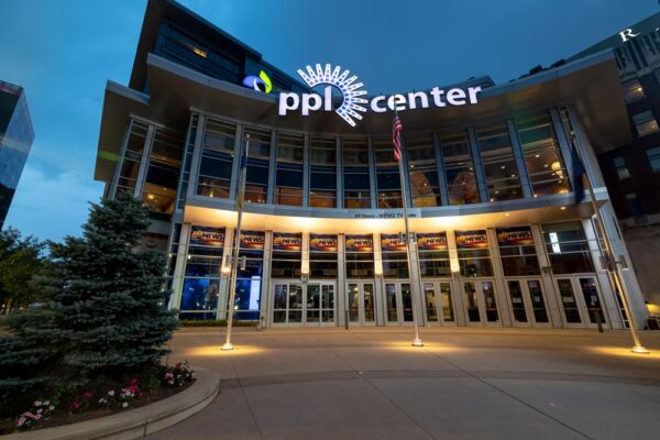 Nighttime at the PPL Center in Allentown PA