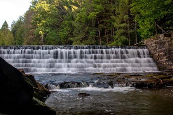 Dam waterfall in Clear Creek State park in Jefferson County, PA