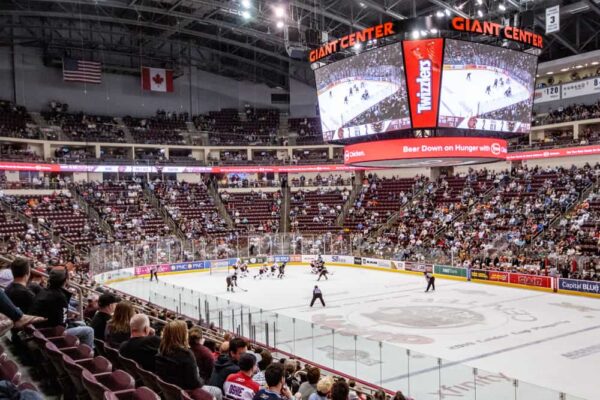 Watching a Hershey Bears' hockey game in Hershey, PA