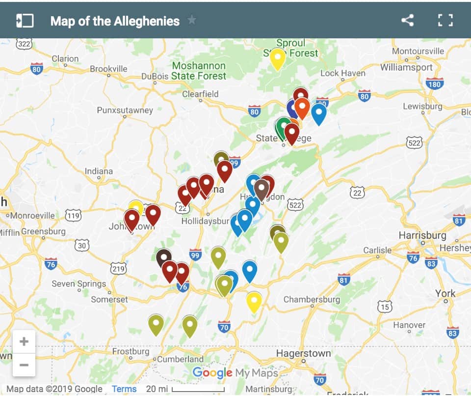 Map of the the Alleghenies