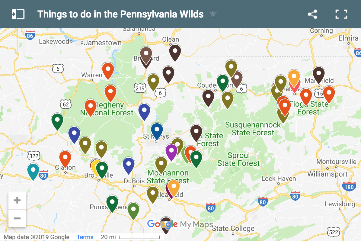 Map of the Pennsylvania Wilds