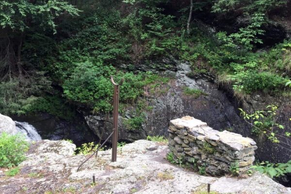 Remnants of bridge at Marshall's Falls Park in Monroe County, PA