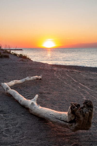 Sunset over the Presque Isle Beaches