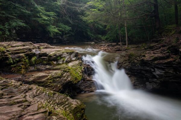 Upper waterfall on Rock Run in Lycoming County, PA