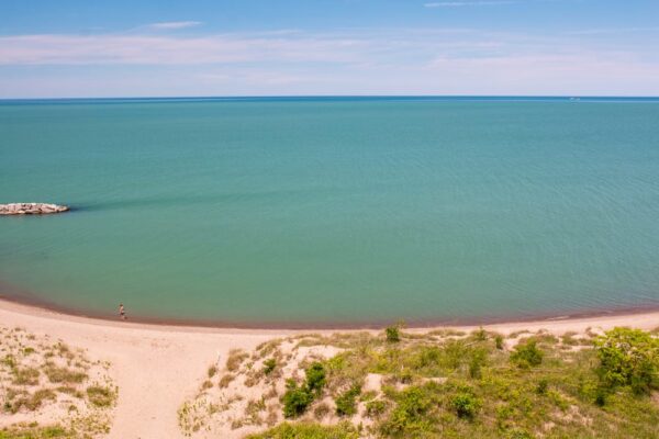 View of Lake Erie from the top of Presque Isle Lighthouse in Mill Creek PA