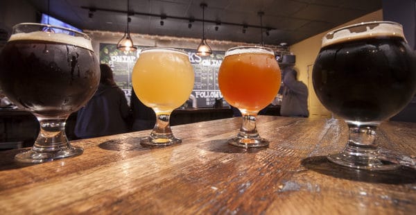 Flight of beers at Chatty Monks in Reading, PA