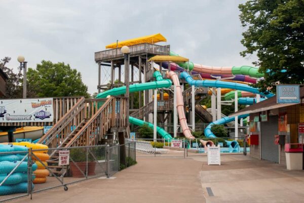 Water slides at Water World in Erie, Pennsylvania