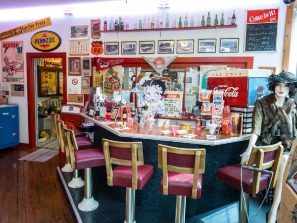 Retro lunch counter at Jerry's Museum in Pottsville Pennsylvania