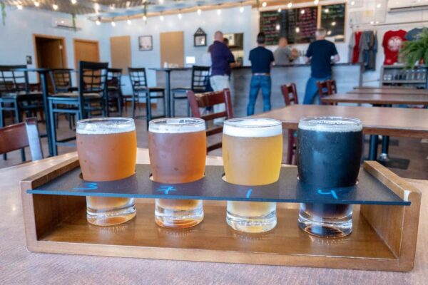 A flight of beers at Nostravia Brewing, one of the best breweries in Erie, Pennsylvania